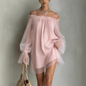 sexy-sweet-double-strap-off-shoulder-mini-dress-sheer-mesh-long-sleeve-for-summer-elegance